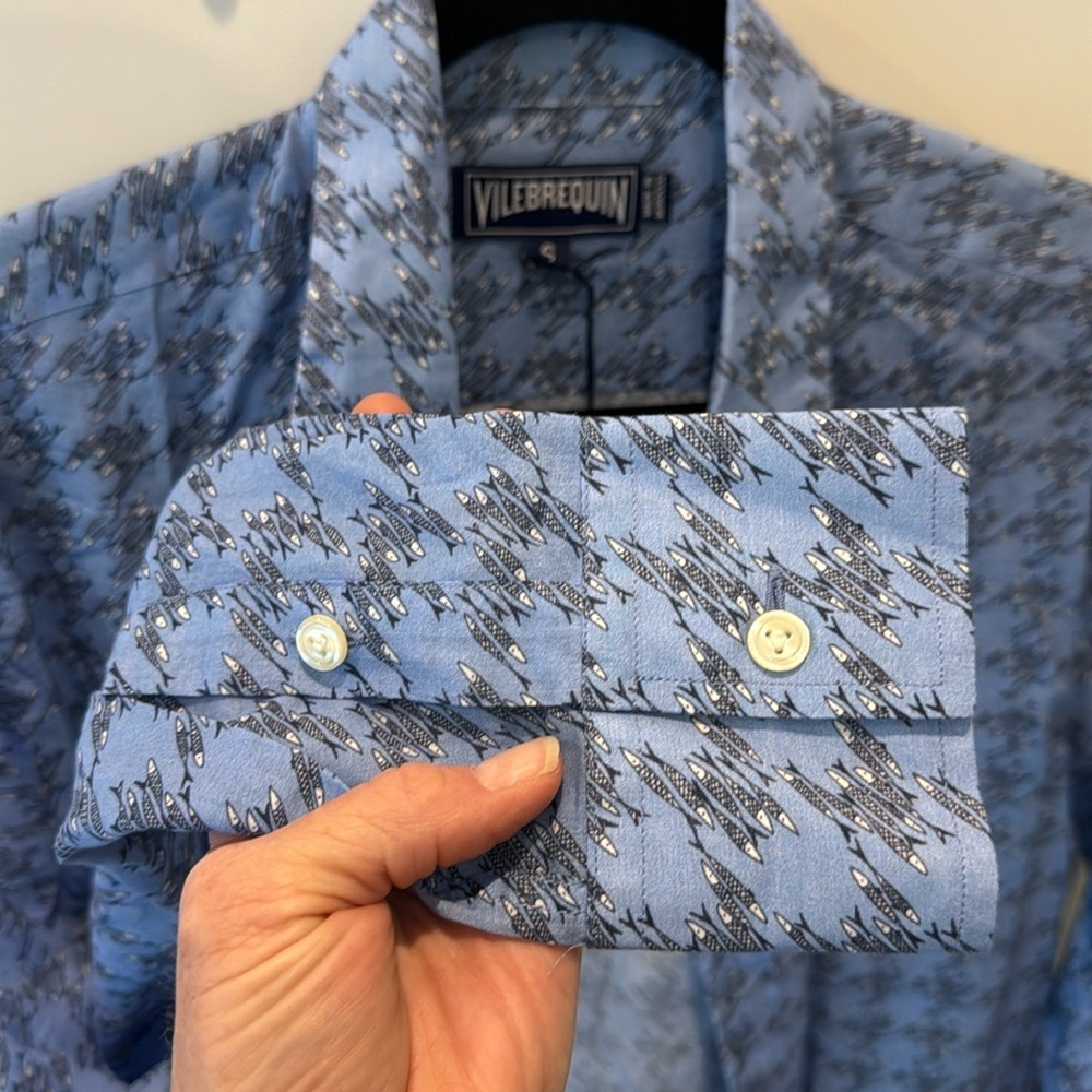 Vilebrequin NWT Men’s S 100% Lightweight Cotton Button Down Collared Shirt